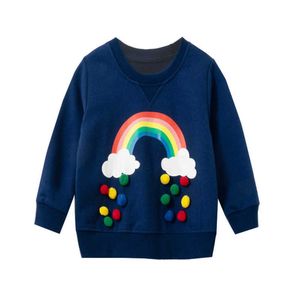 Jumping Meters Rainbow Sweatshirts for Autumn Winter Girls Cotton Tops Children's Sport Shirts 210529