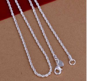 2021 Sterling silver Plated Chains Men Women Twist ROPE Chain Necklaces MM inch inch inch inch inch