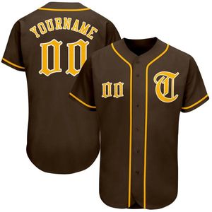 Custom Brown Gold-White-3 Authentic Baseball Jersey