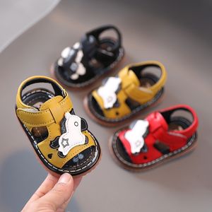 0-2T Born Baby Boy Girl Sandals Toddler Skor Söt Tecknad Soft Sole Barn Spädbarn Sommarskor Första Walkers Yellow 210713