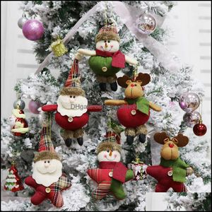 Juldekorationer Festligt partiförsörjning Hem Garden Plush Ornaments Xmas Hängande dekoration Santa Snowman Reindeer Doll Tree Pendant