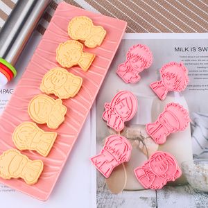 6 pcs anime jujutsu kaisen cookie cortadores Definir assando 3d imprensa selo embosser biscoito molde biscoito selo cortador bolo diy molde