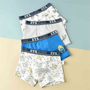 Cartoon Boys Underwear Teenage Cotton Underpants Breathable Casual Children Boxers Shorts 4 Pcs/pack Kids Baby Clothing 210622