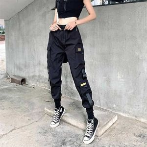 Qweek Punk Japanese Streetwear Cargo Byxor Kvinnor Harajuku Joggers Sweatpants Baggy Casual Loose Byxor för Kvinna Techwear 211115