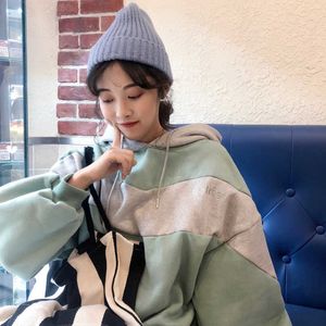 Vinter Koreanska Ulzzang Fashion Loose Letter Hooded Stor Storlek Sweatshirt Ins Harajuku Kvinna Casual Sweet Chic 210608