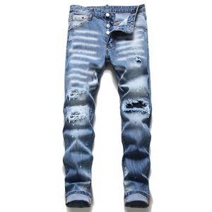 2021 Mans Hole Pants Mens Designer Jeans Distressed Ripped Biker Slim Fit Motorcycle Denim For Men s Fashion clothing