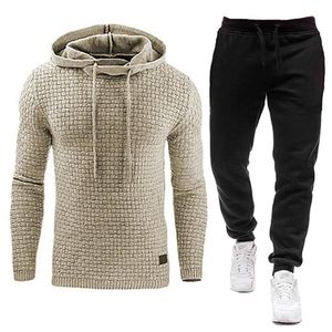 Men's Cotton Casual Tracksuit - Solid Sweatshirt+Pants Set - 5XL Outfit Clothing, Spring