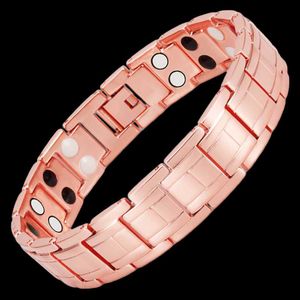 Link, Chain Wollet Jewelry Bracciale magnetico in rame per uomo 2 file 5 in 1 Health Care Healing Energy Colore rosa brillante