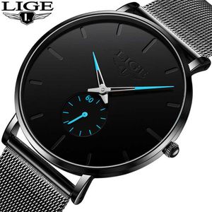 Reloj Hombre Simple Mens Watches LIGE Top Brand Luxury Quartz Watch For Men Casual Mesh Belt Waterproof Sport Watches 210527