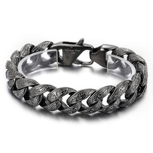 Bracciale a catena a maglie in acciaio inossidabile nero vintage per uomo 18mm 8,66 pollici 100g gioielli pesanti regali carini