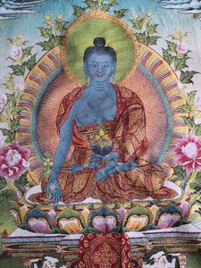 36 Tibet Tibetan Pano Bordado De Seda Buddhism Medicina Buda Menla Médico Deus Tangka Thangka Mural Buda Home Decor