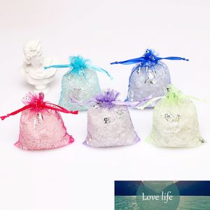 50pcs Wedding Party Candy Pouches Jewelry Packaging Drawstring Accessories StorageSilver Color Butterfly Organza