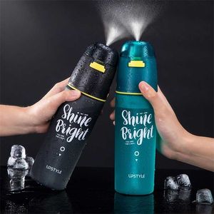 600ml fosco plástico spray garrafa de água ao ar livre esportes verão refrigerar água de pulverização portátil jarro de pulverização mult-fuction kettle 211122