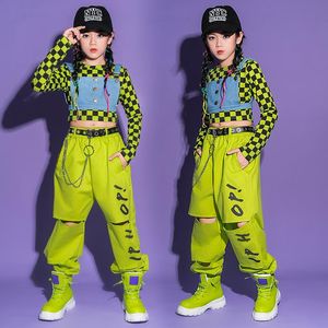Stage Wear Kids Jazz Dance Costumes Hip Hop Girls Outfits Ballroom Street Crop Tops Suits Children Catwalk Performance Clothe