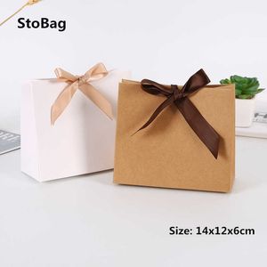 Stobag 20pcs 14x12x6cmキャンディクラフト/大理石/ピンク/ホワイトキャンディーボックスの結婚式の誕生日ギフトチョコレートパックコンフィギーSupplies Event Favor 210602