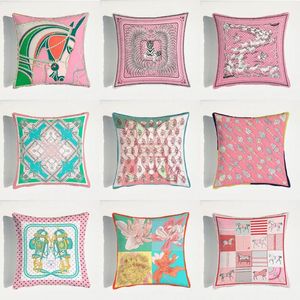 Cushion Decorative Pillow Velvet Fabric French Luxury Horse Pink Series Home Sofa Cushion Cover Pillowcase Without Core Living Room Bedroom