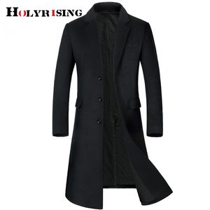 HOLYRISING Uomo Lungo cappotto di lana Addensare Trench da uomo Cappotto da uomo in cashmere Cappotto di lana di alta qualità Parka lungo 19036-5 211122