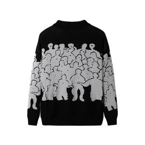 Moda Sweter Mężczyźni Bawełniany Haft Pull Homme Sweter Mężczyźni Odzież Koreański Odzież Oversize Sweter Dzianiny Płaszcze No Quit 3XL 211008