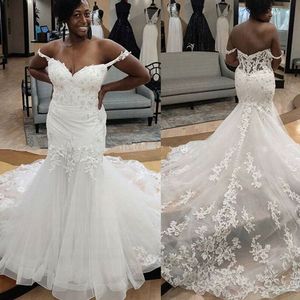 Африканские элегантные кружевные аппликации свадебные платья с плечами принцесса русалка свадебные платья на заказ Destido de Novia