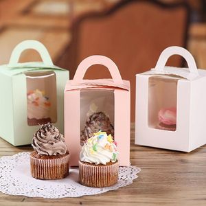 Wholesale wedding cakes bakeries for sale - Group buy Gift Wrap Cupcake Box With Window And Handle Cake Carrier Small Container For Bakery Wedding Party Birthday Supply