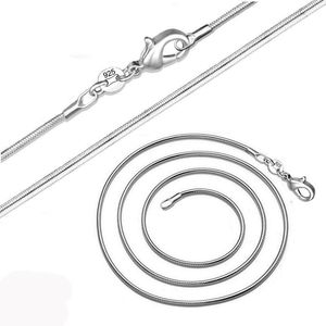 2021 lång 16-32 tum (40-80cm) 100% äkta fast 925 sterling silver chokers halsband 1mm ormkedjor halsband för kvinnor