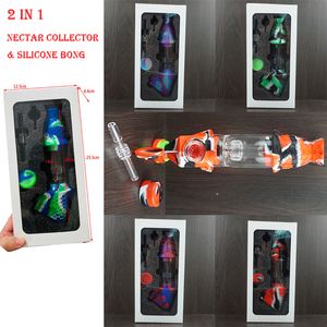 Narghilè anfibi Set di borse per tabacco premium Contenitore per cera Bong in silicone con barattolo per unghie al quarzo Dabber in metallo dab rit