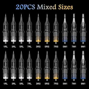 10 20PCS Original Mixed Cartridge Tattoo Needle RL RS M1 Disposable Sterilized Safety Tattoo Needle for Cartridge Machines Grips 210608