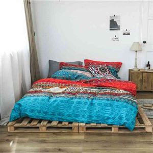Bohemian Bomull 3D Commerter Bedding Set Luxury Boho Duvet Cover Set Pillowcase Queen King Size Bed linne sängkläder 210706