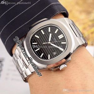 2022 5711 A21JJ Automatyczny Zegarek 40mm Steel Case Black Textured Dial Stick Markery Stainless Steel Bransoletka 6 Style Zegarki PurEtime01 E25h8