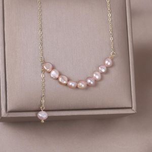 Pendant Necklaces Korea Design Fashion Jewelry Natural Freshwater Pearl Pink Necklace Elegant Women s Daily Clavicle