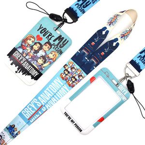 Office Card Sleeve Sets ID Badge Case Clear Bank Credit Card Grey's Anatomy Lanyards Cartoon Anime Doctors Nurse Keychain NA2385 G1019