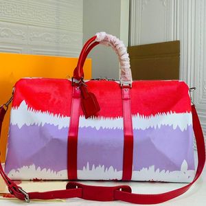 Bolsa de viagem Grande Capacidade Pacote Bolsa de Moda Patchwork Nuvem Carta Zipper Couro Genuíno Alta Qualidade Com Alça de Ombro