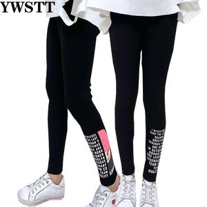 Mädchen Druck Brief Leggings 10 12 Jahre Teenager Mädchen Baumwolle Hose K Kids Sport Hosen Studenten Bottoms Outwear 210303