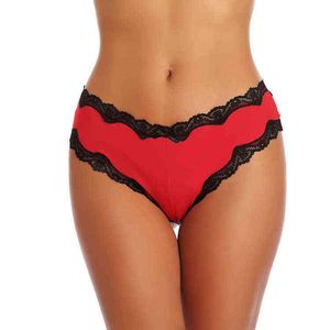 Hot Selling See Through Elastic Black Lace Mature Red Black Sexy Panty For Women 211208