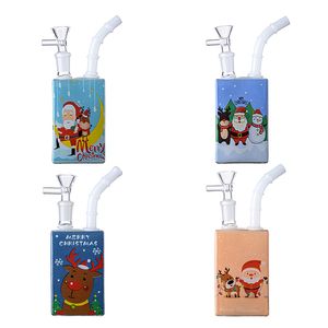 Bong in vetro stile natalizio Bottiglia per bevande Narghilè Xmas Water Bong Mini Small Rigs 14,5 mm Tubi per acqua con giunti WP21103