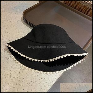 Kapaklar Şapka, Atkılar Eldiven Moda Aessorieshat Kadın Bej Siyah Dantel Dikiş Balıkçı Yaz Açık Tasarımcı Güneş Geniş Brim Şapka Bırak