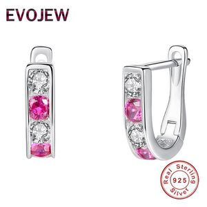 Stud Evojew Lente Baby Kids Clear Red Crystal Small Earrings Sterling Silver Girls Child Party Gift
