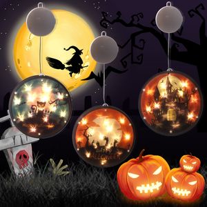 Juldekorationer Lantern Halloween Dekoration Skräck Rolig fönster LED Batteri Hängande lampa Pumpa Ghost Star Light String