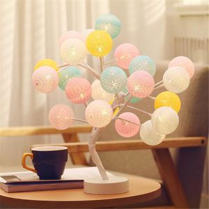 Baumwollkugeln Led-leuchten großhandel-Baumwollball Baumform Dekorative Licht Wiederaufladbare LED Tischlampe Home Schlafzimmer Ornament
