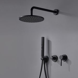 Bagnolux preto bronze built-in shower mixer com tomada de água titular chuva hand-held head Diverter banheiro conjunto