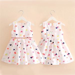 Summer 3 4 6 8-12 Years Heart Shape Backless Love Print Sunny Princess Dance Ballet Pageant Teenage Kids Party Dress Girls 210625