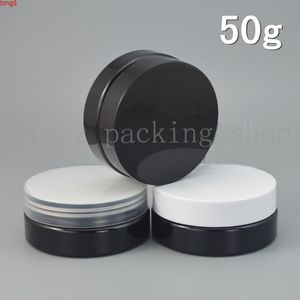 50pcs 50g Empty black Bottles Cosmetic Containers Jar Pot Box Small Plastic Jars With Lids Sample Mini Cream Packaginghigh qty