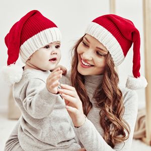 Bulk Knitted Christmas Hat Women Ladies New Year's Elf Wool Pompom Adult Soft Beanie Cap Ornament Navidad Decoration Gift