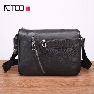HBP AETOO Single Shoulder Male Bag Leather Transverse Bag Casual Trend Oblique Cross Baotou Layer Cowhide Men's Bag