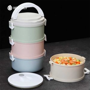 Worthbuy Japanese Microwave Plast Lunchbox för barn Barn Bento Box Portable läckage BENTO LUNCH Box Food Container 211108