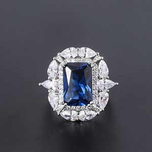 Knriquen 100 % 925 스털링 실버 사파이어 보석 웨딩 약혼 Moissanite 실험실 다이아몬드 반지 선물 여성을위한 고급 보석