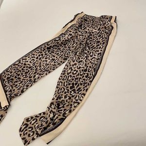 2021 Autumn Woman's Long Pants Wide Leg Pants Leopard Letter Printed Hign-Quality Trousers Loose Full Pants Q0802