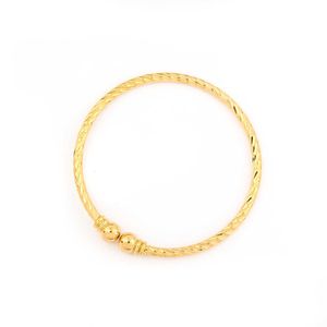 24k Gold Color Bangle for Women Dubai Bride Wedding Ethiopian Bracelet Arab Charm Kids Jewelry Q0719