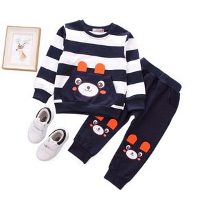 Conjuntos de roupas infantis para meninos listrados de ternos esportivos de urso primavera de trajes infantis roupas de bebê roupas esportivas
