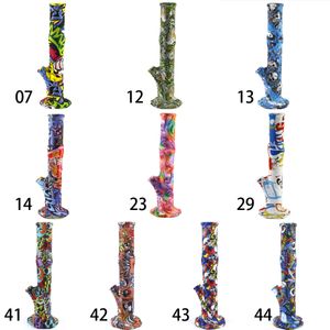 Smoke Smoke Wality Prime Bong Non Fading Printing Pattern Силиконовые BONGS DABS BEAN Толстые стеклянные Bubbler Водные трубы Курение табака 14,4 ''